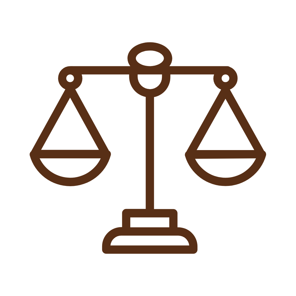 Pictogramme de la balance de la justice marron